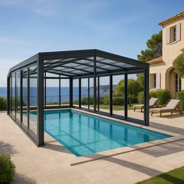 Offrez une expérience client unique avec un abri de piscine télescopique en aluminium pour maison d’hôtes à Cassis
