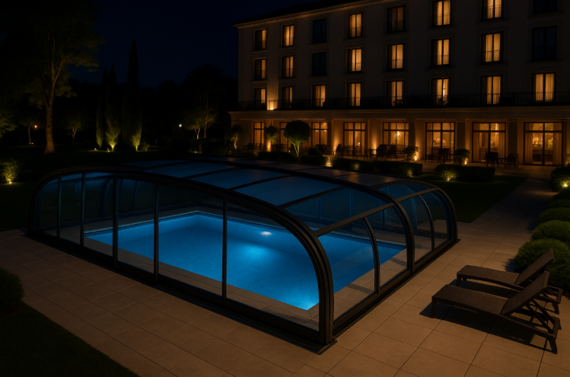 Réalisation d’un abri de piscine bas pour un complexe hôtelier à Aix-en-Provence