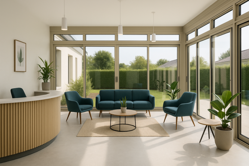 Création d’un espace d’accueil professionnel lumineux de 28m² grâce à une véranda sur mesure à Toulon