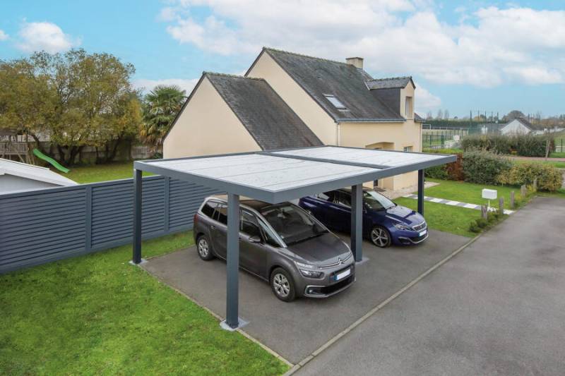Protégez vos véhicules avec le Carport 2 places  en aluminium au design moderne dans le Var