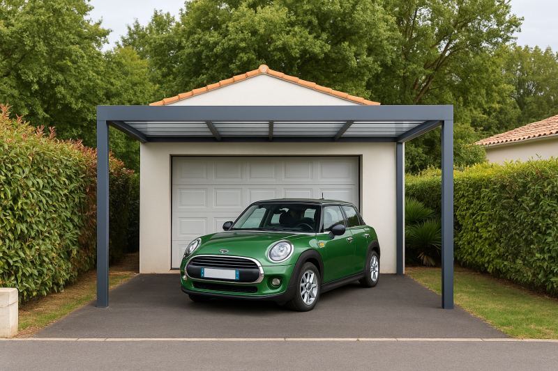 Achat d'un  carport en aluminium adossé avec toit plat pour une voiture à Toulon