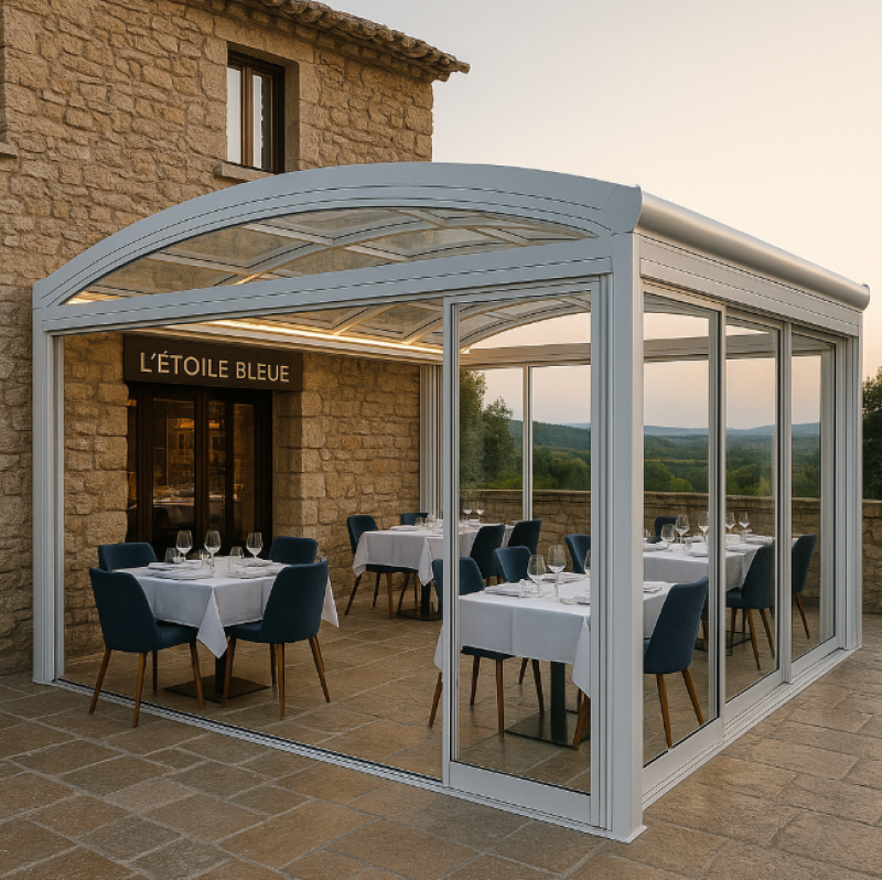 Création d’un abri de terrasse vitré sur mesure pour restaurant à Cabriès