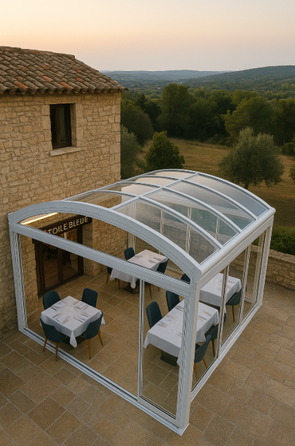 Création d’un abri de terrasse vitré sur mesure pour restaurant à Cabriès