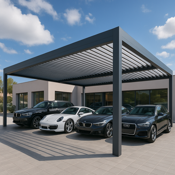 Aménagement d’un abri extérieur haut de gamme pour showroom automobile à Gardanne