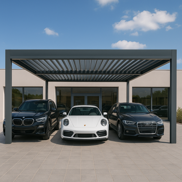 Aménagement d’un abri extérieur haut de gamme pour showroom automobile à Gardanne