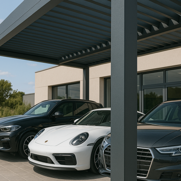 Aménagement d’un abri extérieur haut de gamme pour showroom automobile à Gardanne