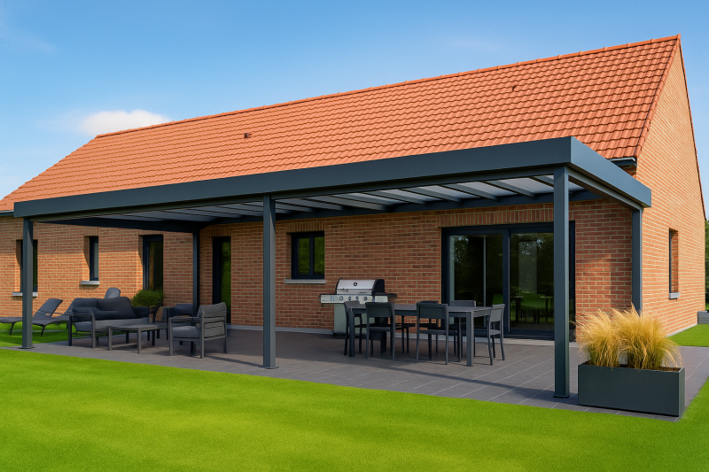 Choix d'une magnifique pergola 5x3 avec toiture en polycarbonate pour grande terrasse de maison à la Cadière d'Azur dans le Var