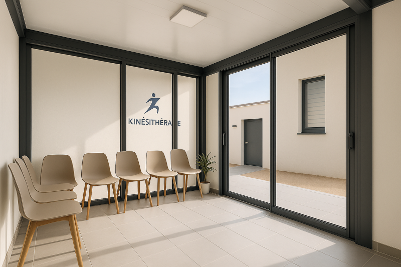 Pose d’une véranda sur mesure pour un cabinet de kinésithérapie à Saint-Victoret