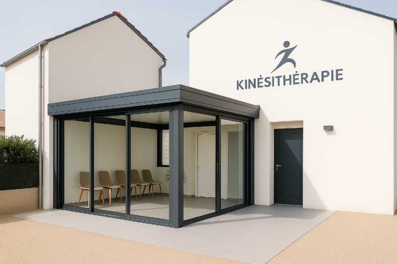 Pose d’une véranda sur mesure pour un cabinet de kinésithérapie à Saint-Victoret